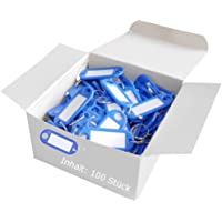 Wedo 262801803 Llavero con anillo de plástico- etiquetas intercambiables- 100 piezas- azul